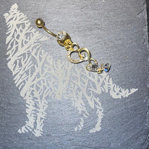 Stainless Steel Fancy Heart Belly Ring - Picture 1 of 3